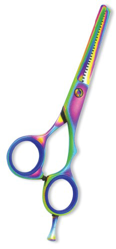 Professional Thinning Scissor. One Blade Teeth and One Blade Razor. Multicolor coating.