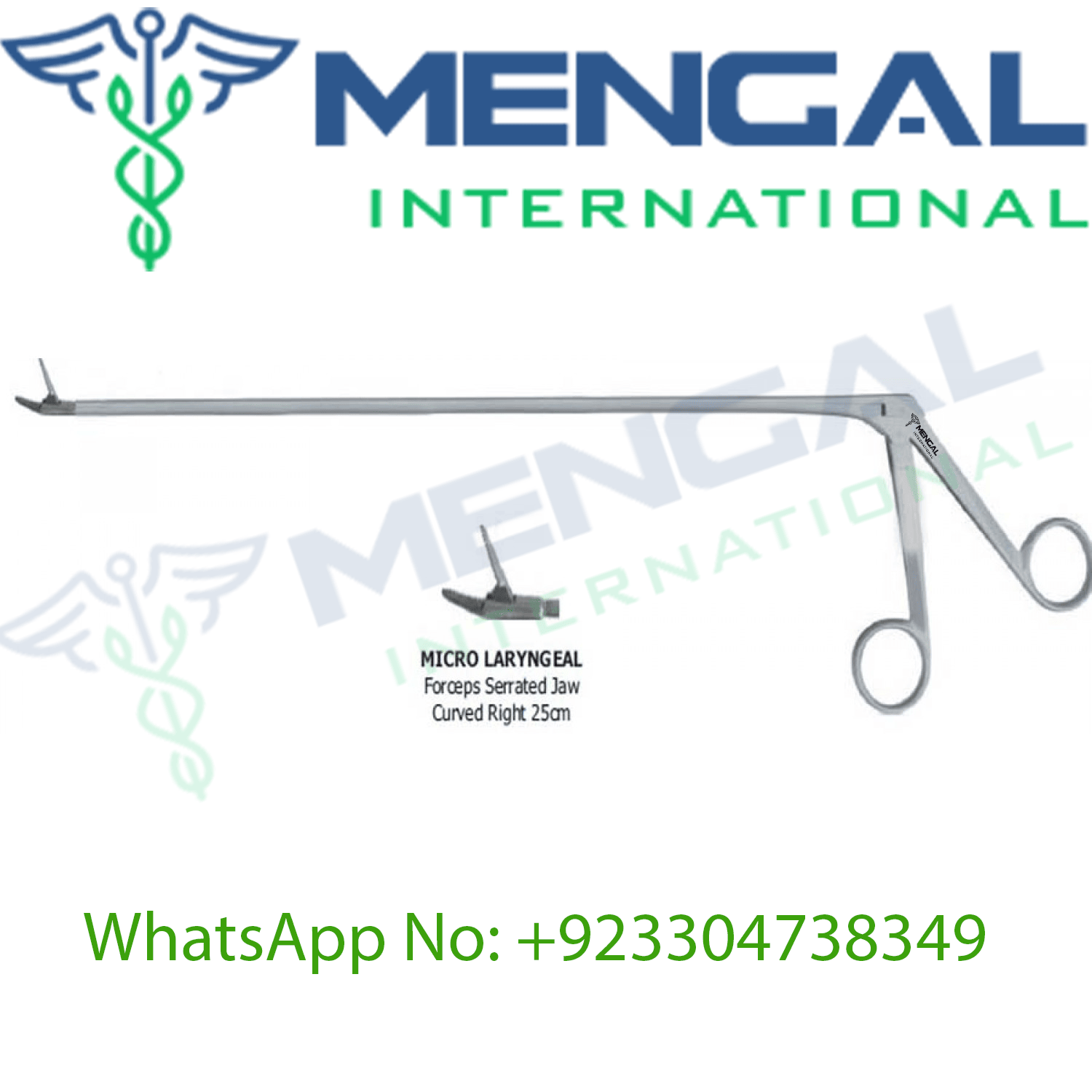 Micro Laryngeal Forceps Serrated Jaw Curved Right