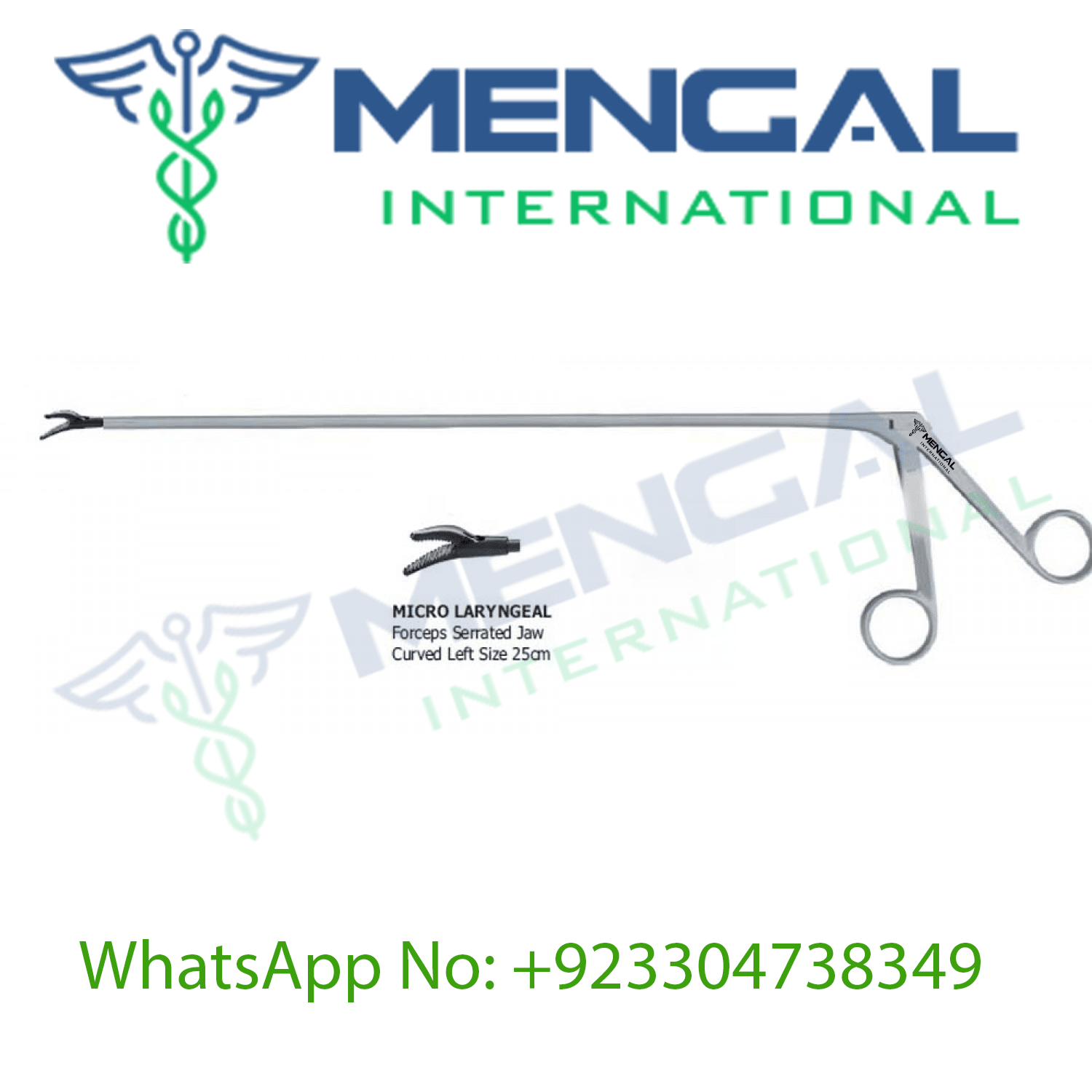 Micro Laryngeal Forceps Serrated Jaw Curved Left