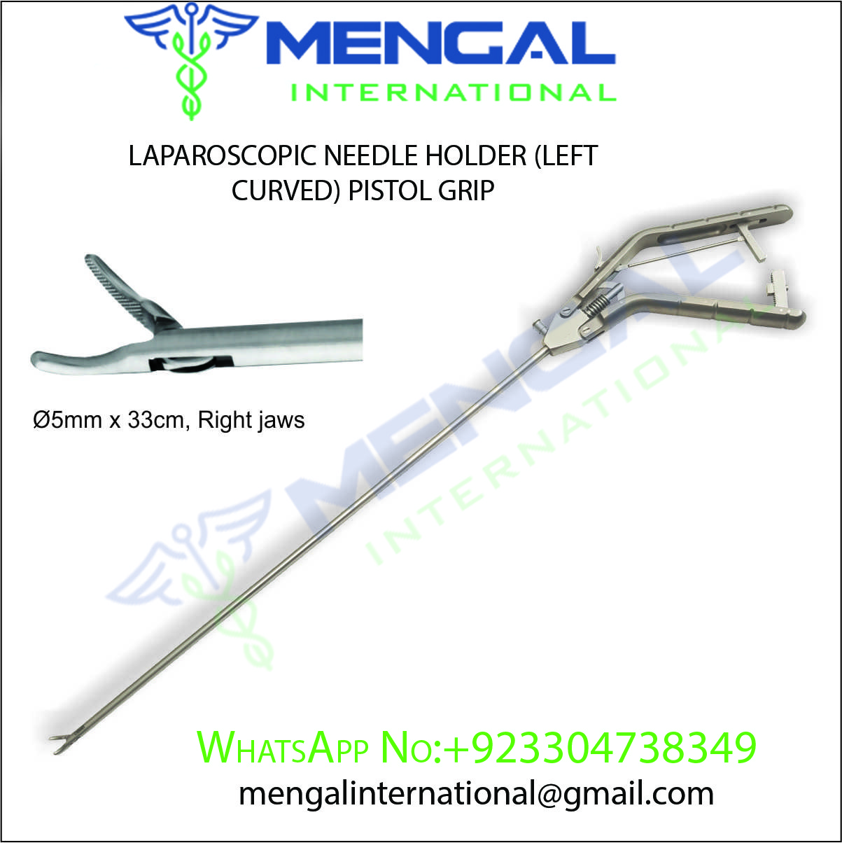 LAPAROSCOPIC NEEDLE HOLDER (LEFT CURVED) PISTOL GRIP