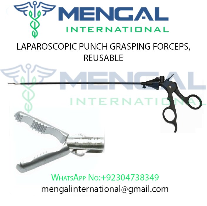 LAPAROSCOPIC PUNCH GRASPING FORCEPS, REUSABLE, RATCHETED