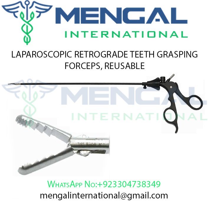 LAPAROSCOPIC RETROGRADE TEETH GRASPING FORCEPS, REUSABLE