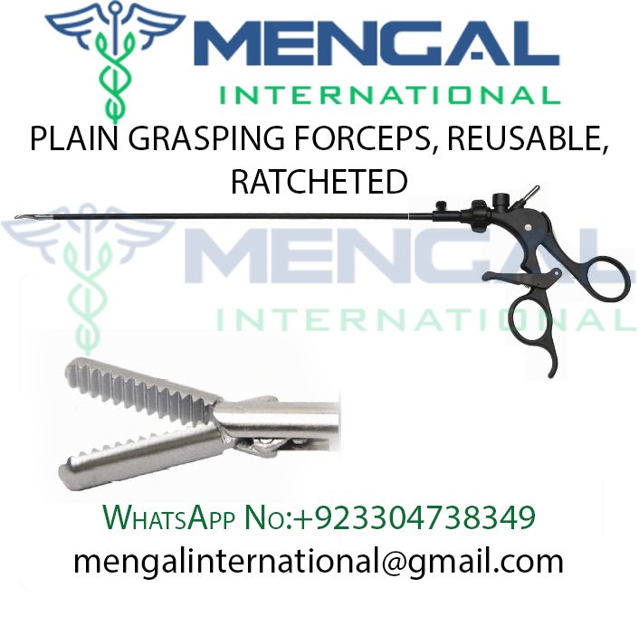 PLAIN GRASPING FORCEPS, REUSABLE, RATCHETED