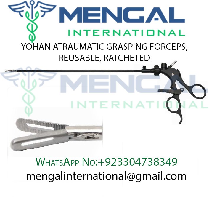 YOHAN ATRAUMATIC GRASPING FORCEPS, REUSABLE, RATCHETED