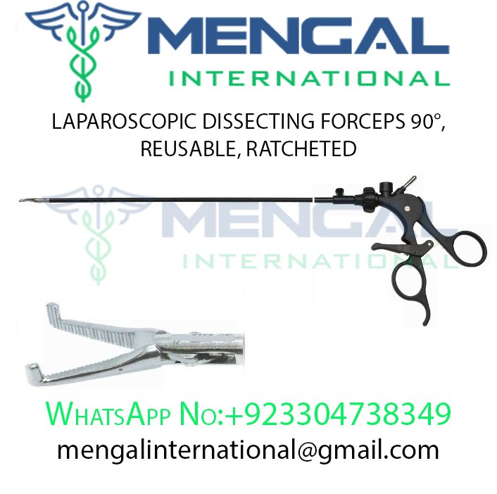 LAPAROSCOPIC DISSECTING FORCEPS 90°, REUSABLE, RATCHETED