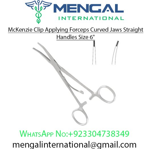 McKenzie Clip Applying Forceps Curved Jaws Straight Handles Size 6″