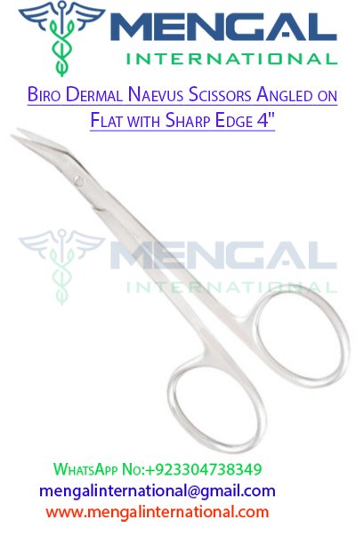 Biro Dermal Naevus Scissors Angled on Flat with Sharp Edge 4″