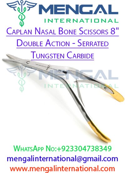 Caplan Nasal Bone Scissors 8″ Double Action – Serrated Tungsten Carbide