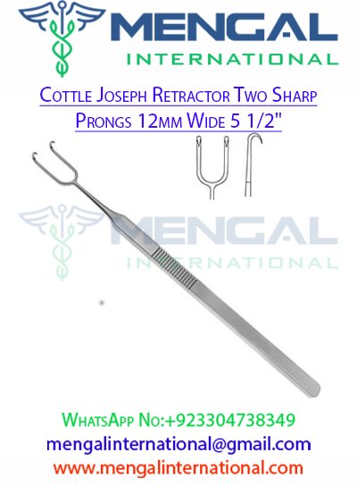 Cottle Joseph Retractor Two Sharp Prongs 12mm Wide 5 1/2″