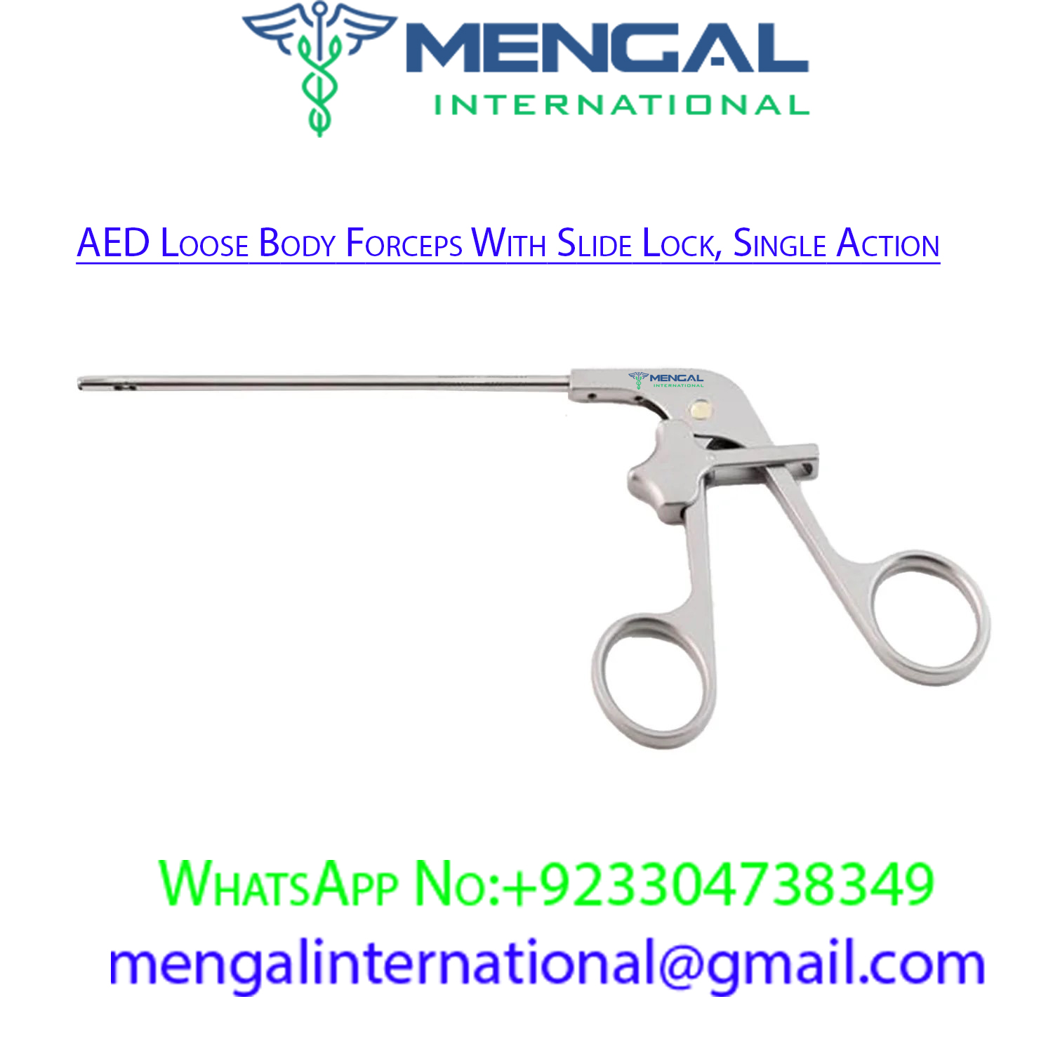 AED Loose Body Forceps With Slide Lock, Single Action