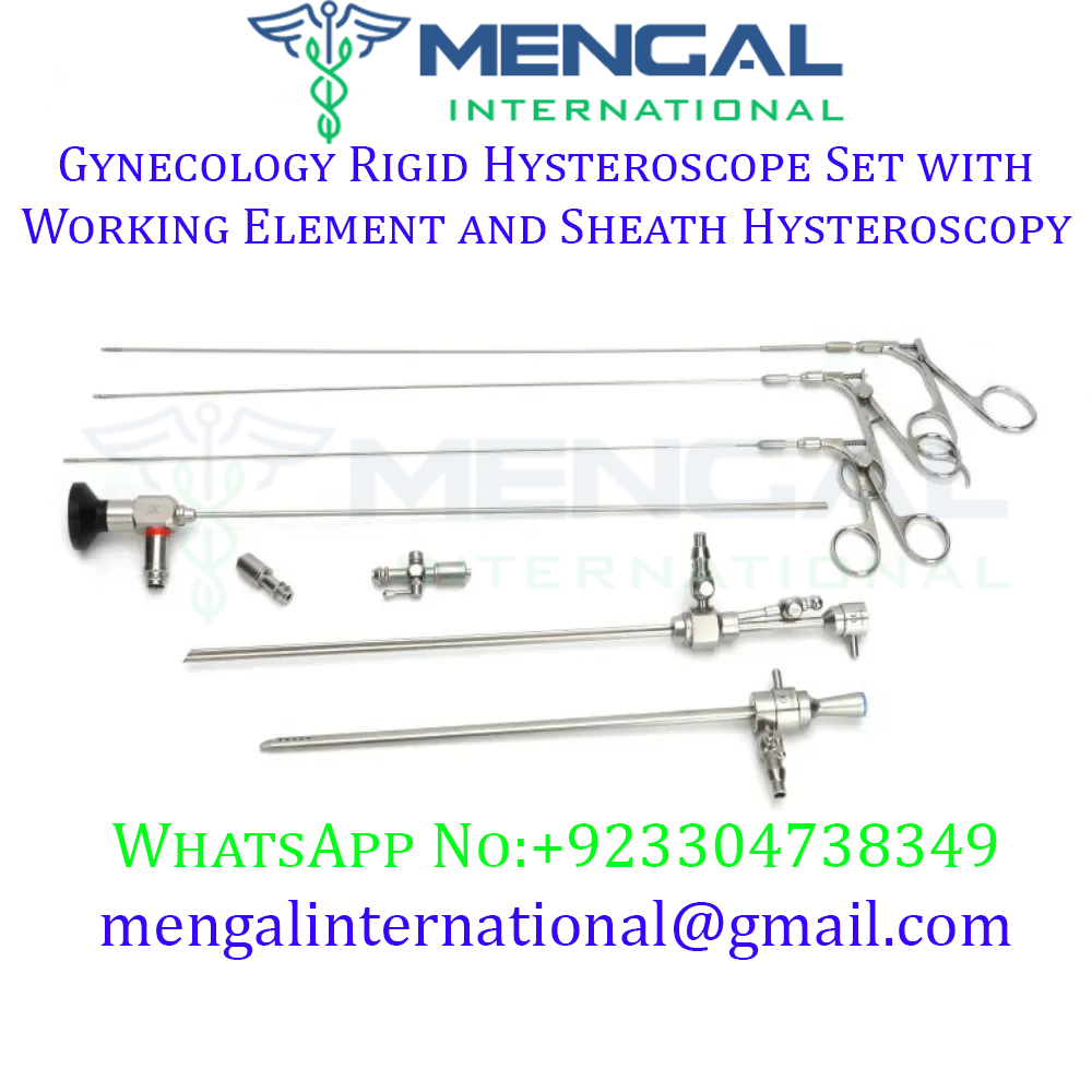 Gynecology Rigid Hysteroscope Set with Working Element and Sheath Hysteroscopy Endoscope Set 30 Degree 302mm