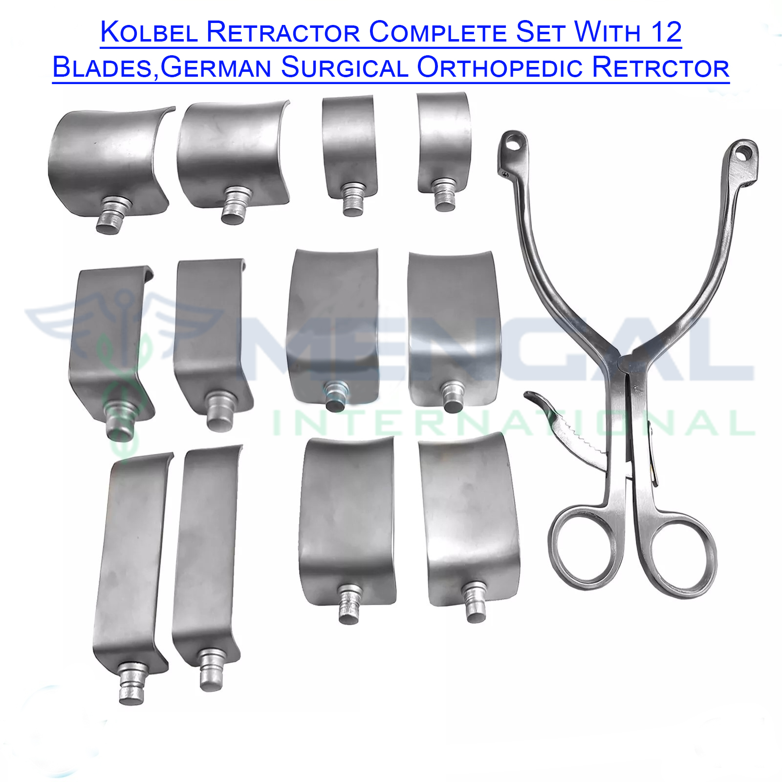 Kolbel Retractor Complete Set With 12 Blades,German Surgical Orthopedic Retrctor