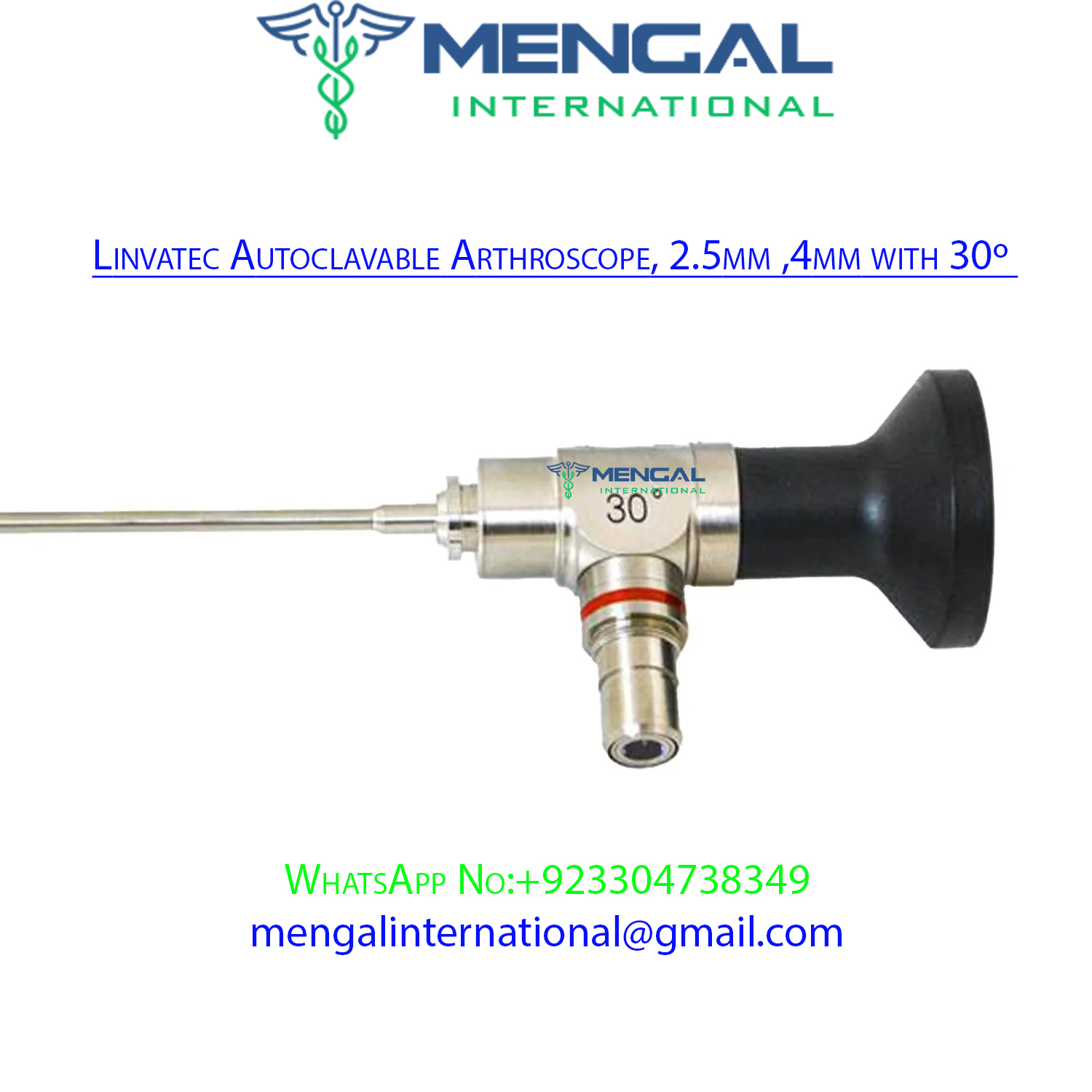 Linvatec Autoclavable Arthroscope with diameters 2.5mm, 4mm and degree 30º