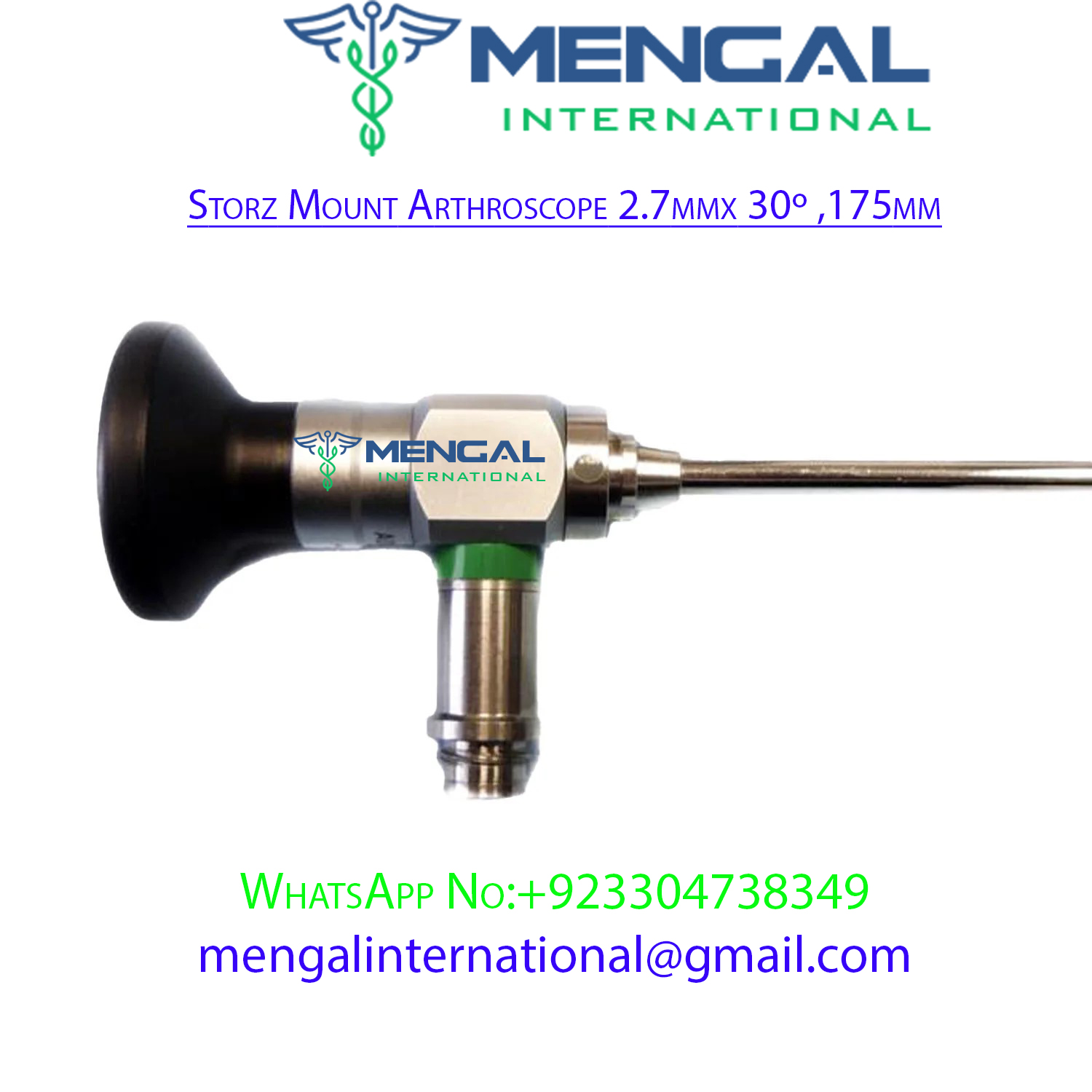 Storz Mount Arthroscope 2.7mm, 4mm x 0º,30º,70º, 175mm