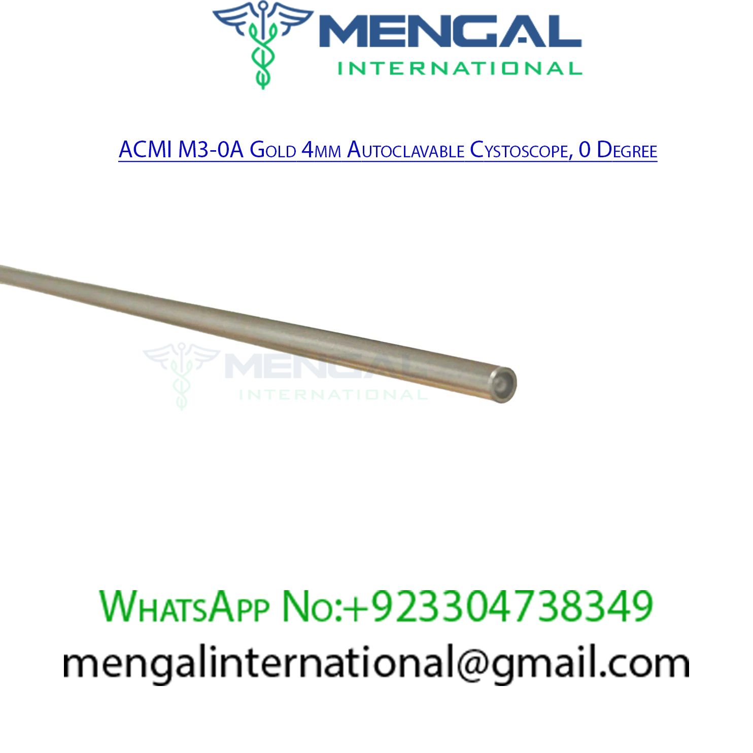 ACMI Gold 4mm Autoclavable Cystoscope, 0 Degree