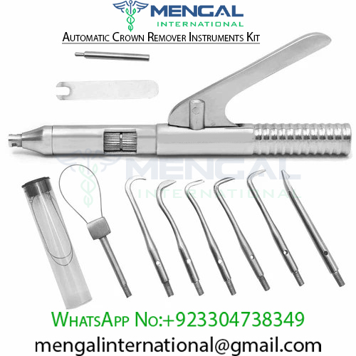 SS WHITE- Dental Automatic Crown Remover Gun Type Spring Loaded 11 Pcs Set, Rust Free, Stainless Steel, Autoclavable Surgical Instruments Crown Remover