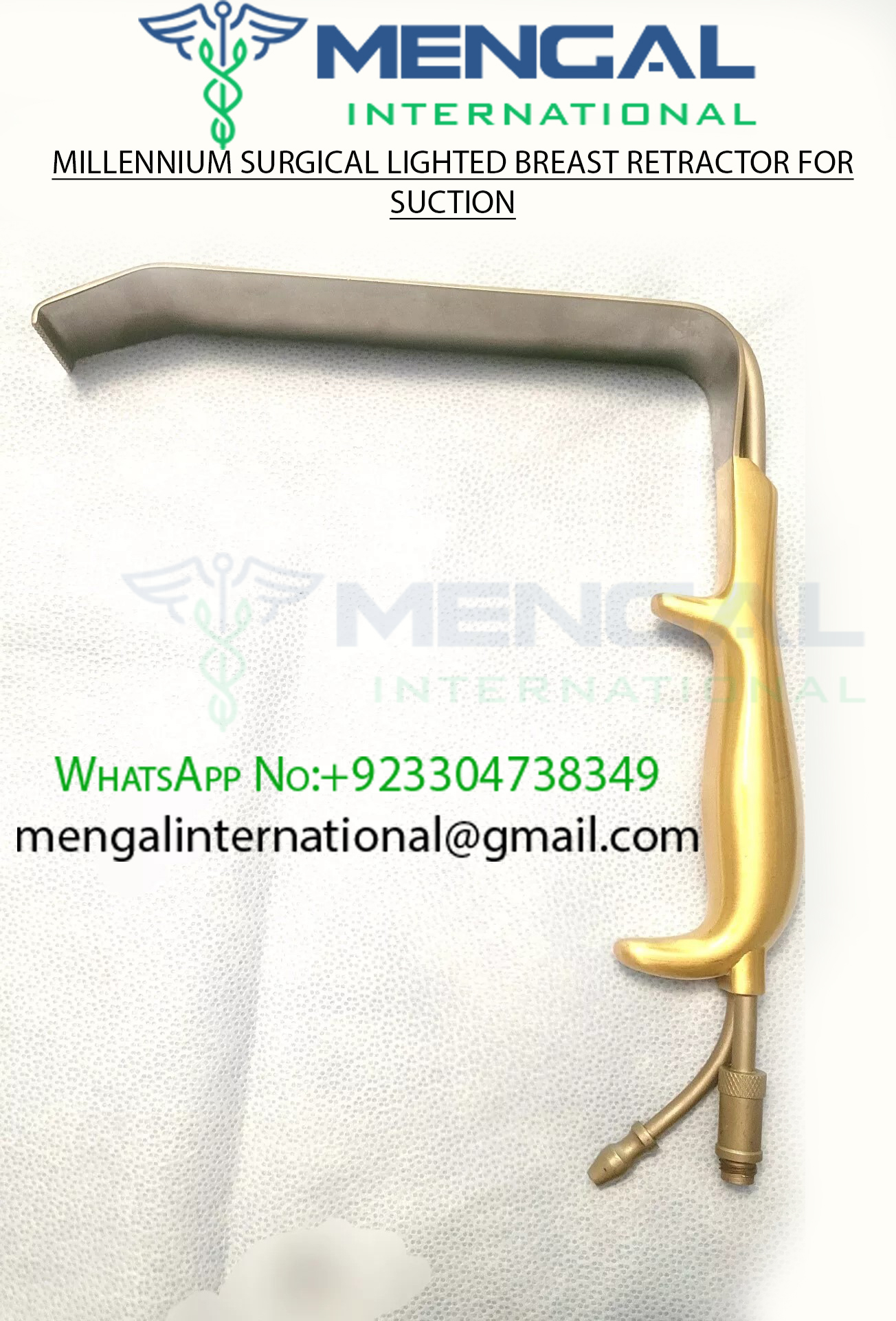 MILLENNIUM SURGICAL LIGHTED BREAST RETRACTOR FOR SUCTION