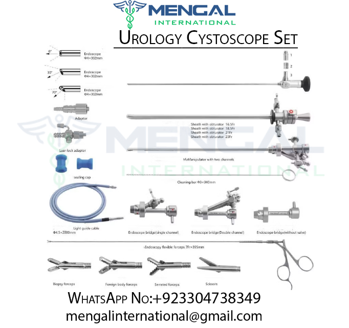 Medical Optical Urology Surgery Stainless Steel Rigid Urethro Cystoscope Set Cystoscope Instrument Set for Urology