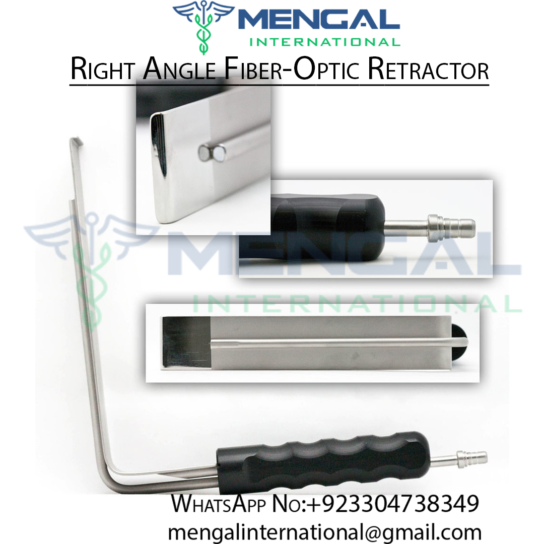 Right Angle Fiber Optic Retractor Serrated with Teeth