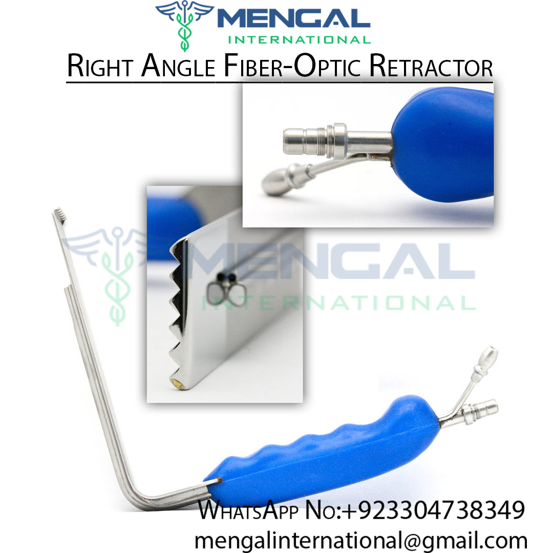 Right Angle Fiber Optic Retractor Serrated with Teeth