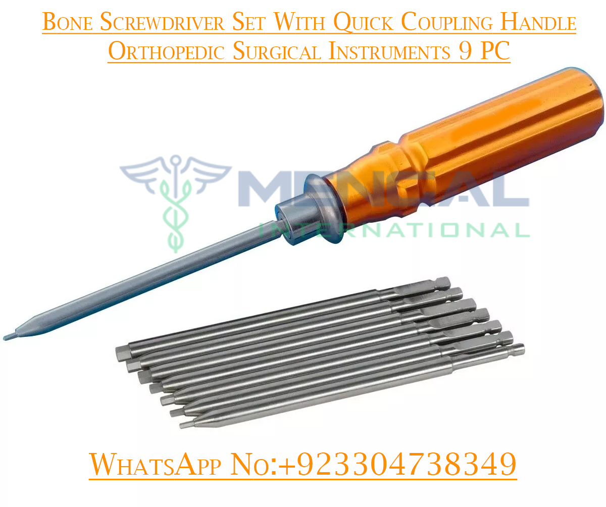 Bone Screwdriver Set With Quick Coupling Handle Orthopedic Surgical Instruments 9 PC