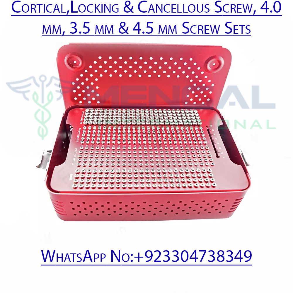 Cortical, Locking & Cancellous Screw, 4.0 mm, 3.5 mm & 4.5 mm Screw Sets
