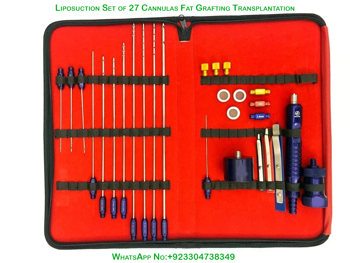 Liposuction Set of 27 Cannulas Fat Grafting Transplantation
