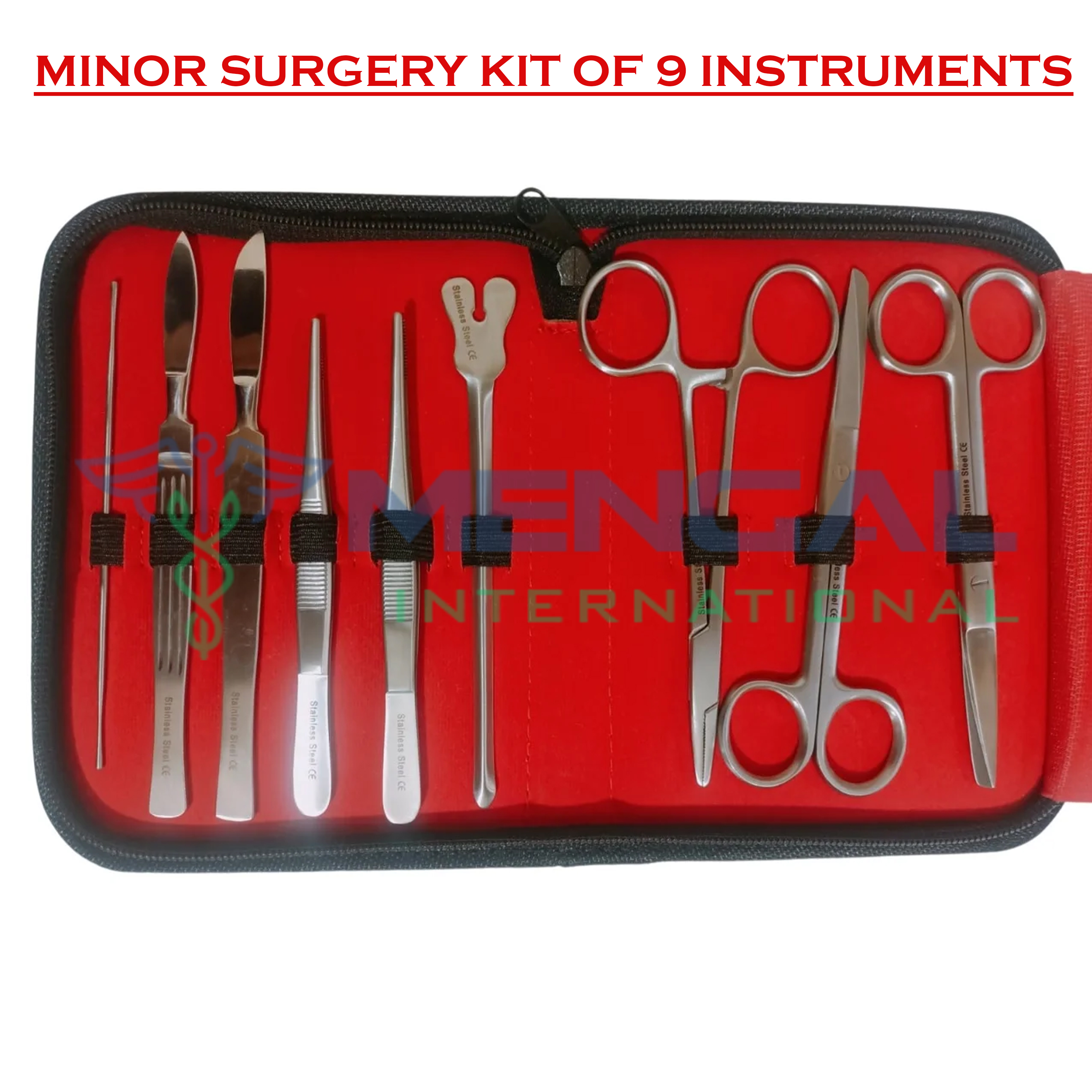 9 Pcs Minor Surgery Set Surgical Instruments Kit Stainless Steel German Grade