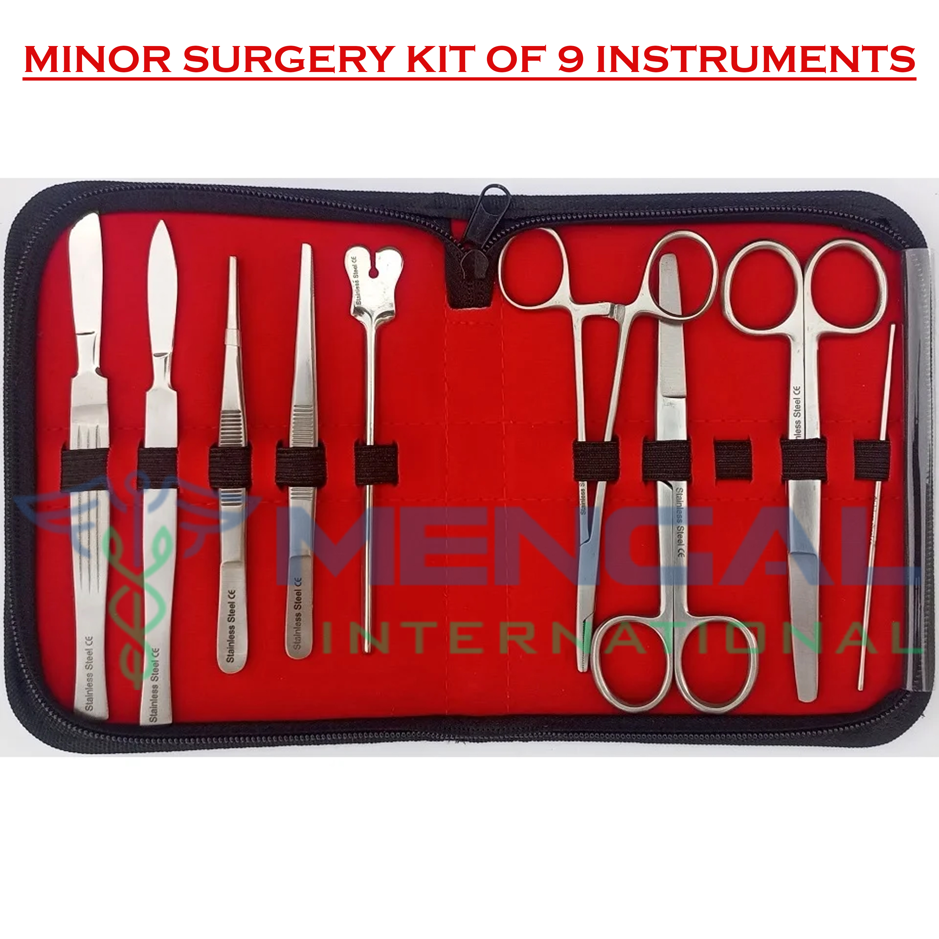 9 Pcs Minor Surgery Set Surgical Instruments Kit Stainless Steel German Grade