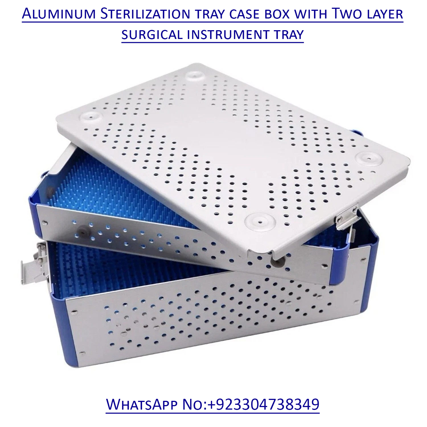 Aluminum Sterilization tray case box with Two layer surgical instrument tray