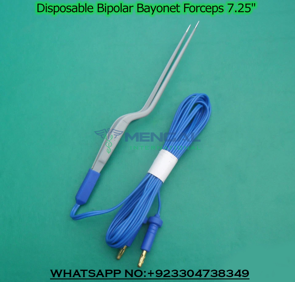 Disposable Bipolar Bayonet Forceps 7.25″ Electrosurgical Instruments