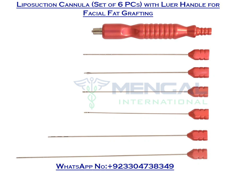 Liposuction Cannula (Set of 6 PCs) with Luer Handle for Facial Fat Grafting