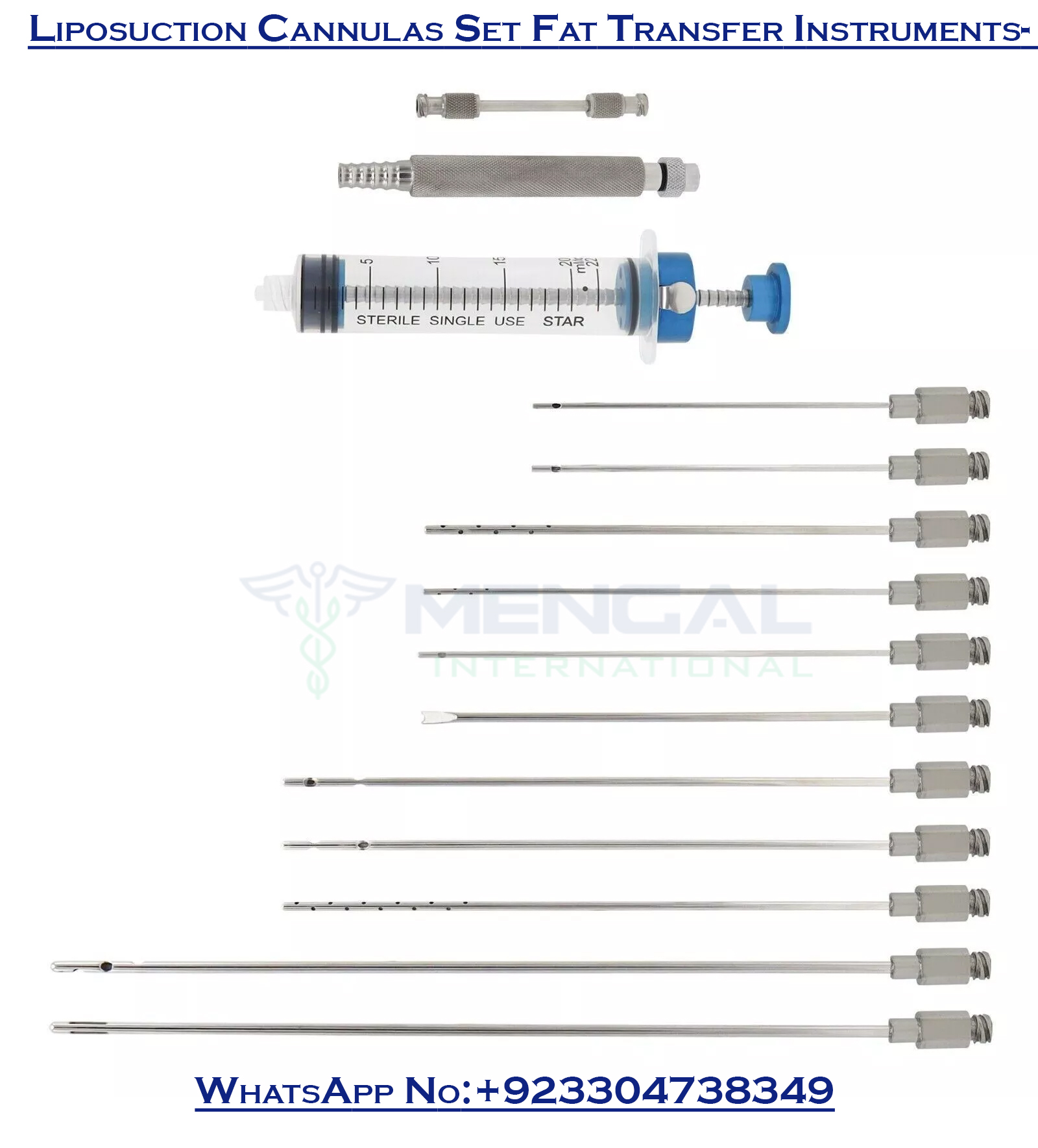 Liposuction Cannulas Set Fat Transfer Instruments Plastic Surgery Instruments – 12 Pcs kit