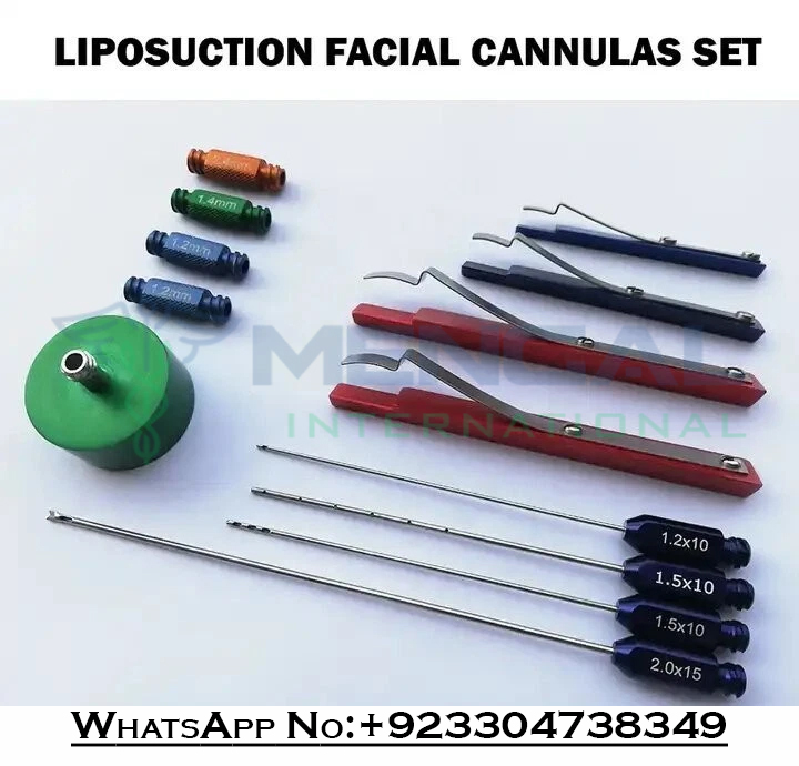 Liposuction Luer Lock Cannula Set with 4 Syringe Snap Locks & Connectors