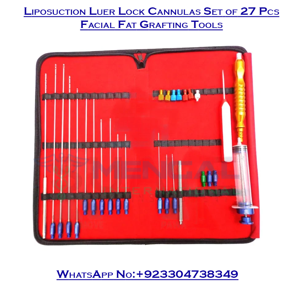 Liposuction Luer Lock Cannulas Set of 27 Pcs Facial Fat Grafting Tools