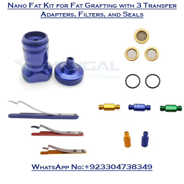 Nano Fat Kit for Fat Grafting with 3 Transfer Adapters, Filters, and Seals Plastic surgery Instruments