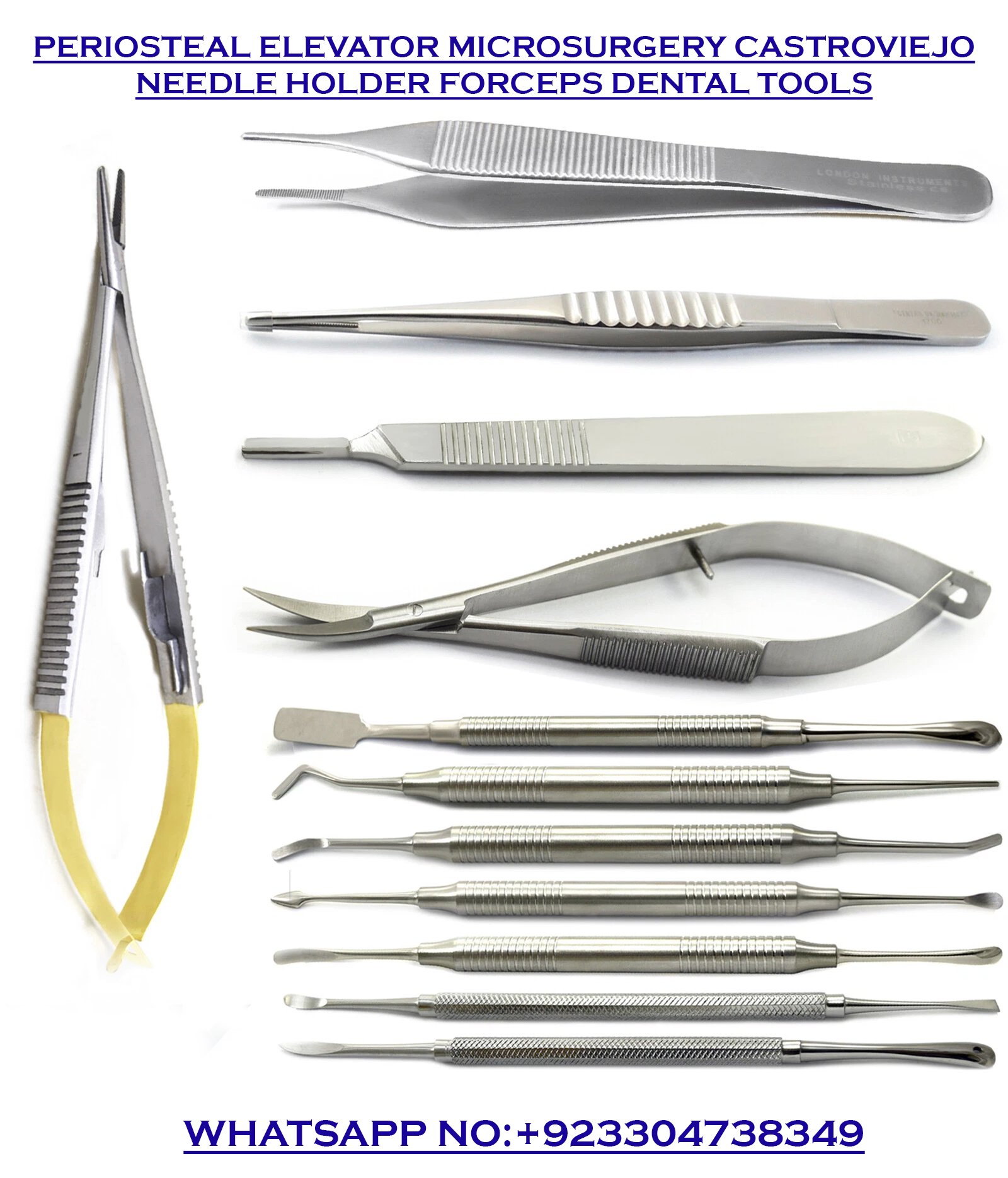 Periosteal Elevator Microsurgery Castroviejo Needle Holder Forceps Dental Tools