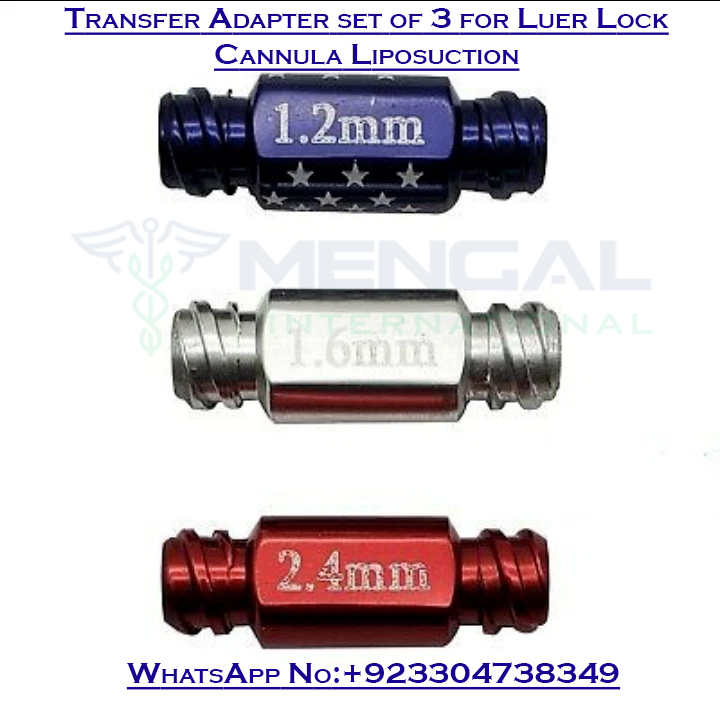Transfer Adapter set of 3 for Luer Lock Cannula Liposuction Plastic Surgery Instruments