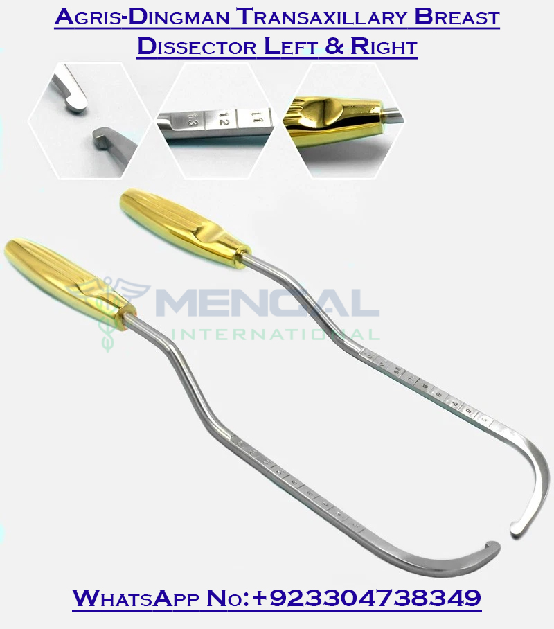 Agris-Dingman Transaxillary Breast Dissector Left & Right Plastic Surgery Set
