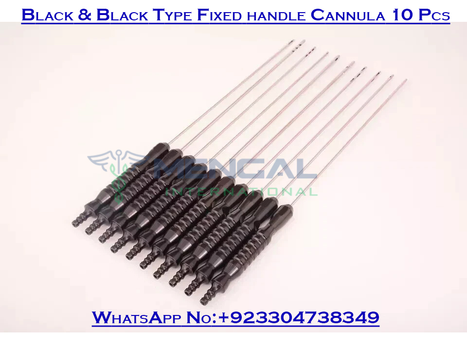 Black & Black Type Fixed handle Cannula 10 Pcs Set
