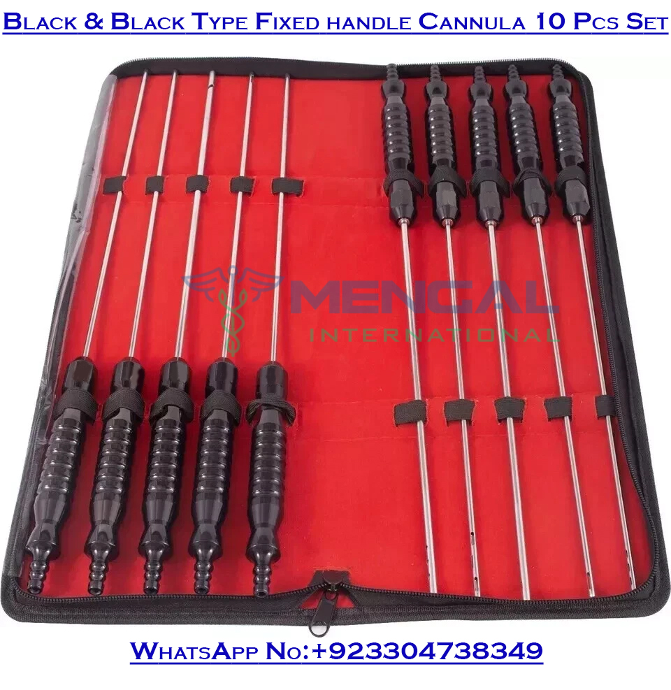 Black & Black Type Fixed handle Cannula 10 Pcs Set