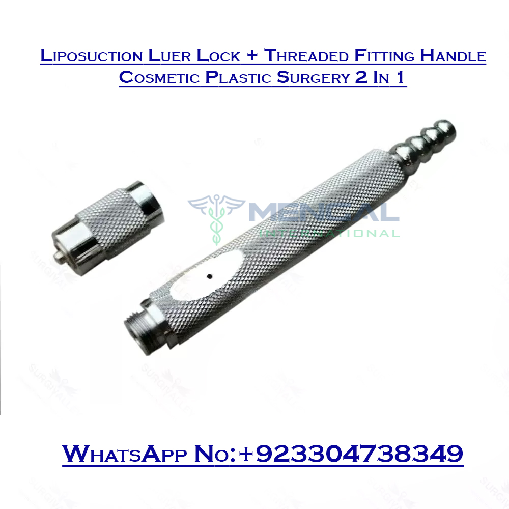 Liposuction Luer Lock + Threaded Fitting Handle Cosmetic Plastic Surgery 2 In 1