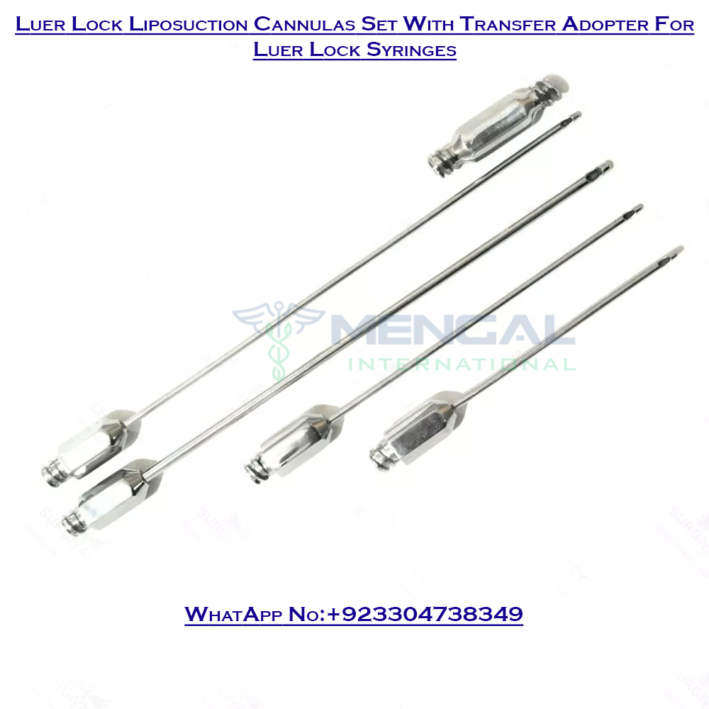 Luer Lock Liposuction Cannulas Set With Transfer Adopter For Luer Lock Syringes