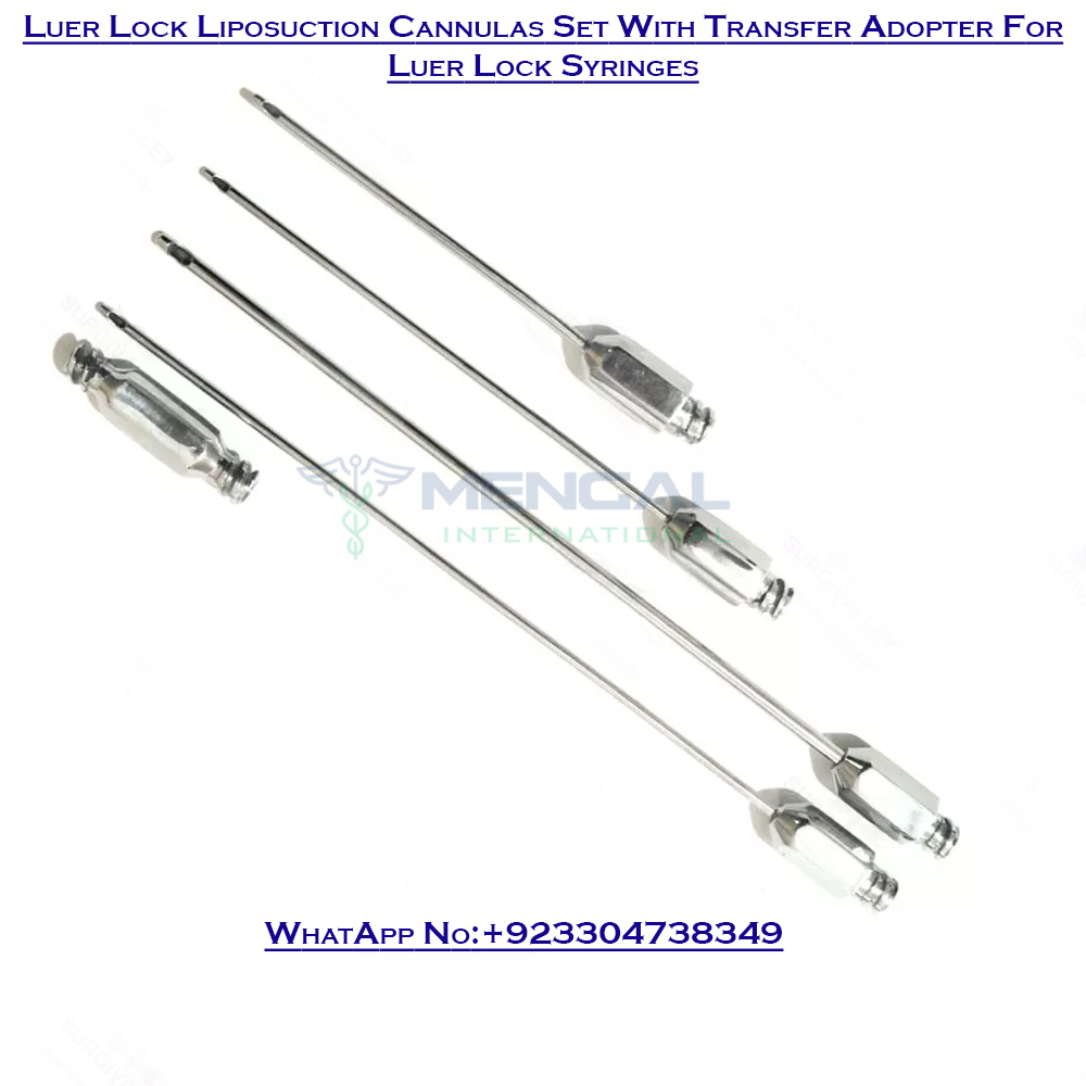 Luer Lock Liposuction Cannulas Set With Transfer Adopter For Luer Lock Syringes