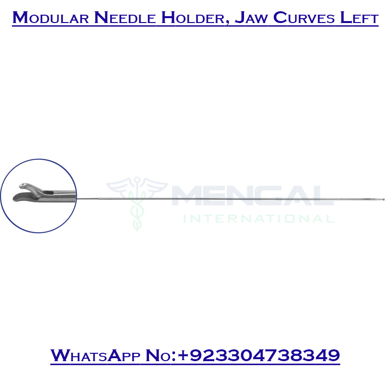Laparoscopic Modular Needle Holder, Jaw Curves Left