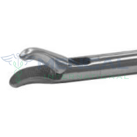 Laparoscopic Needle Holder with Axial Handle and Flush Port, Jaw Curves Left