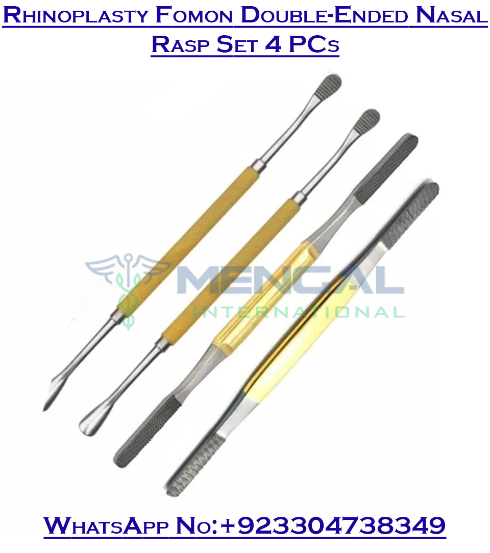 Premium Rhinoplasty Fomon Double-Ended Nasal Rasp Set – 4-Piece Surgical Instrument