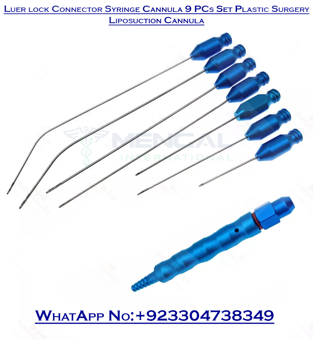 Luer lock Connector Syringe Cannula 9 PCs Set Plastic Surgery Liposuction Cannula
