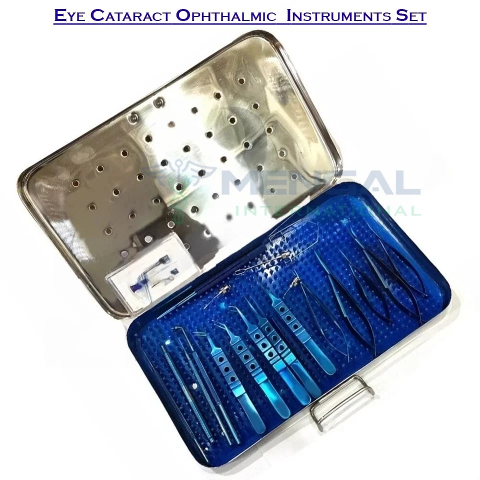 21 PCS Titanium Eye Cataract Ophthalmic Surgical Instruments Set With Box