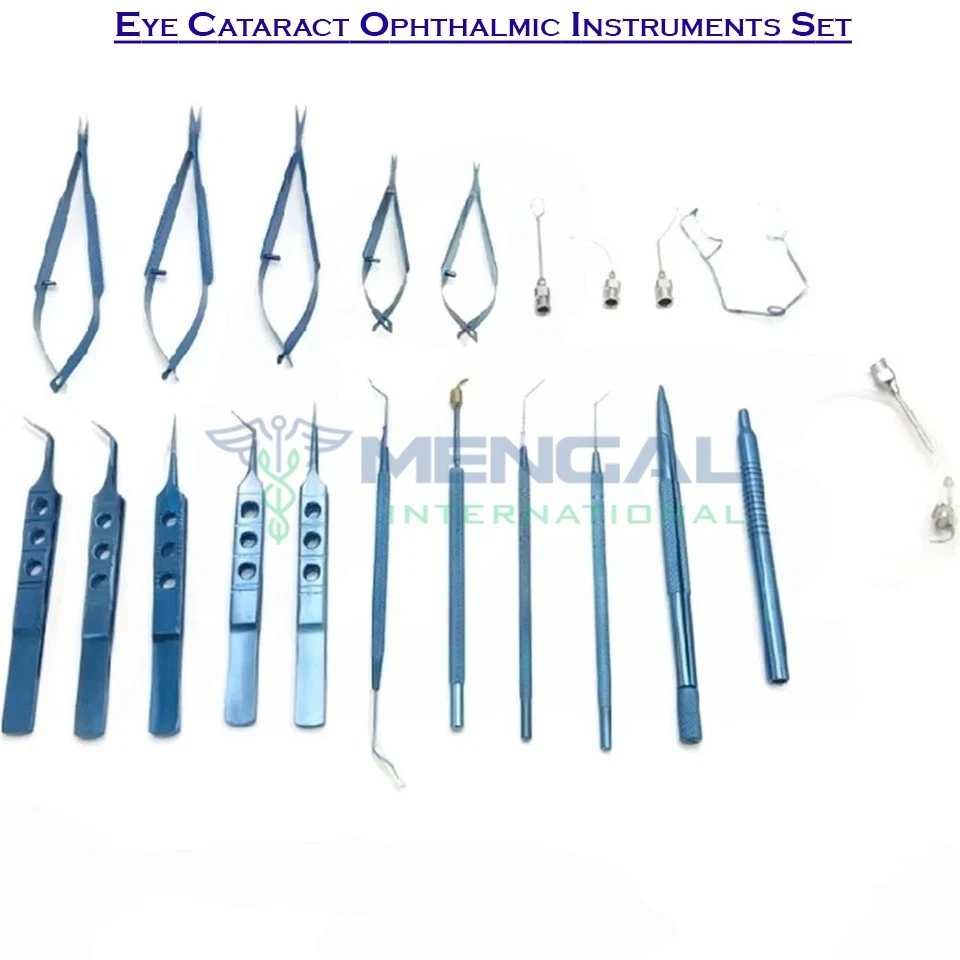 21 PCS Titanium Eye Cataract Ophthalmic Surgical Instruments Set With Box